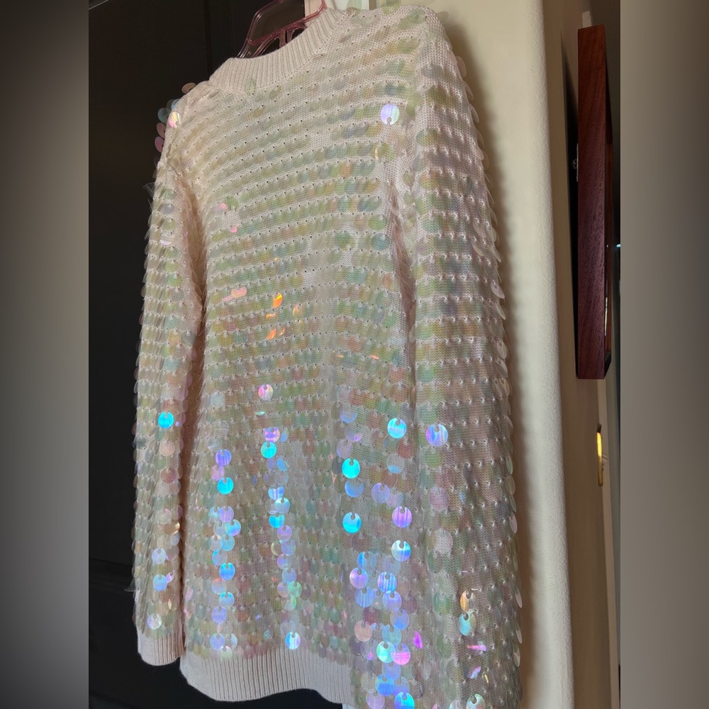 ✨ $398 Knitted & Knotted Anthropologie Paillette Wool Blend Cardigan Sweater - Picture 5 of 11